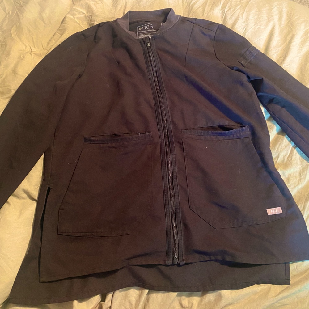 FIGS Black Women's Zip Front Medical Jacket